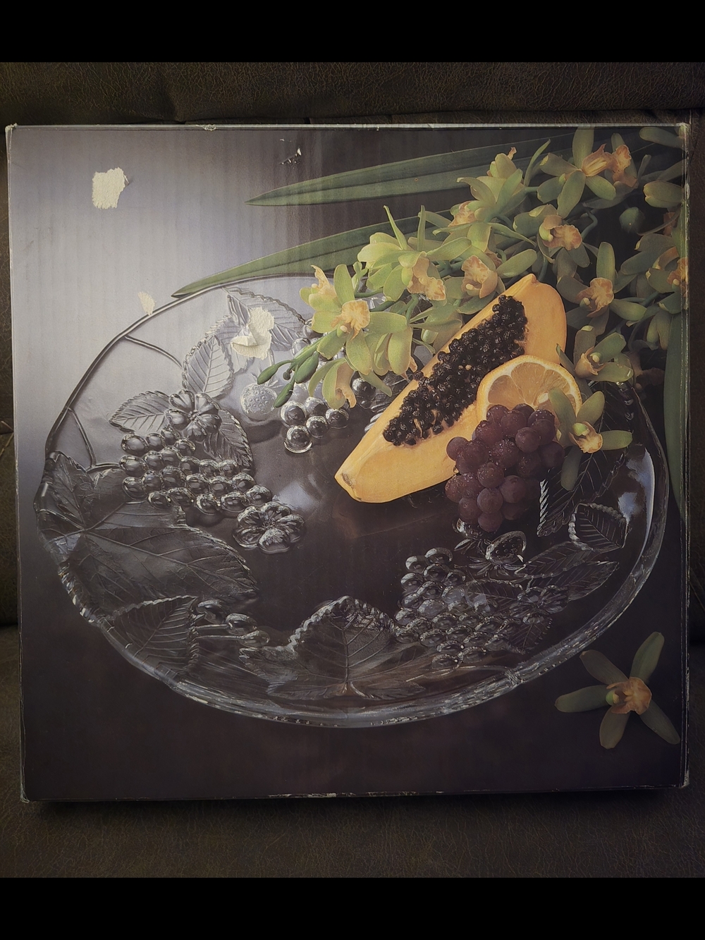 Studio Nova Clear Glass Serving Bowl with Grape and Leaf Design